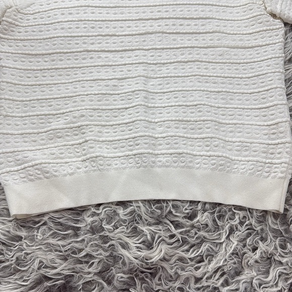 Rebecca Taylor Tech Lace Sweater White Textured Short Sleeve Crewneck Pullover - Picture 3 of 16